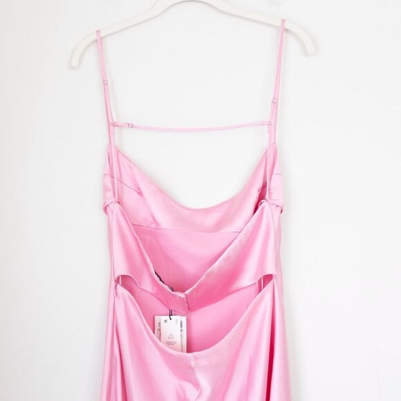 NEW Blogger Fave Viral TikTok Zara Pink Satin Cutout Scoop Neck Midi Slip Dress - Picture 6 of 16